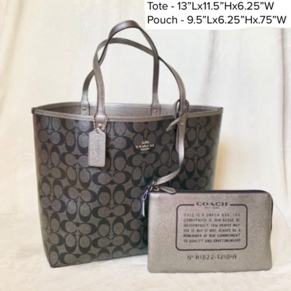 ‼️SOLD‼️RARE COACH REVERSIBLE BLK/SILVER SET BNWT - Picture 2 of 16